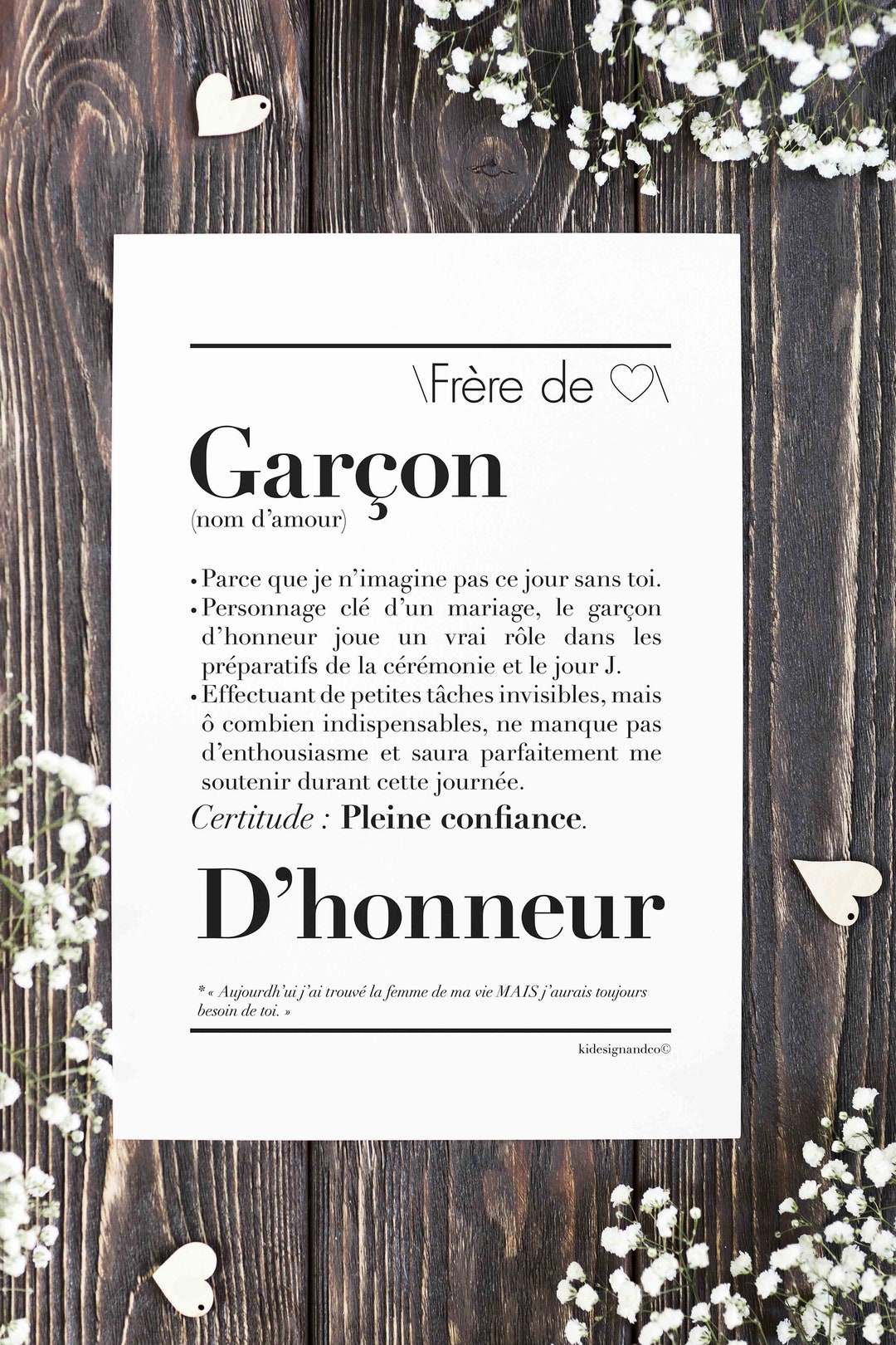 Affiche Définition garÇon D'honneur Etsy