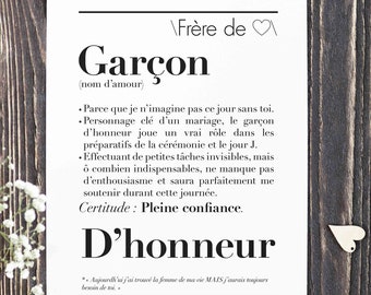 Affiche définition "GARÇON D'HONNEUR"