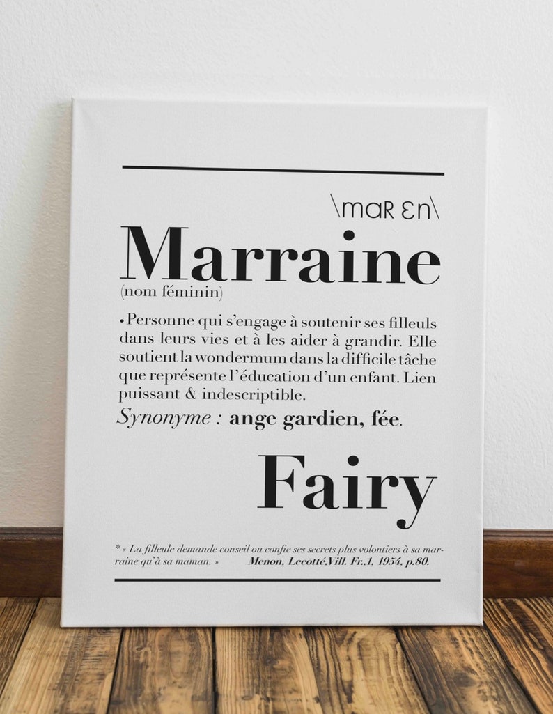 Affiche définition Marraine - Créatrice ETSY : kidesignandco