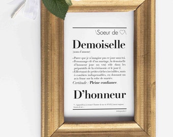 Affiche définition "DEMOISELLE D'HONNEUR"