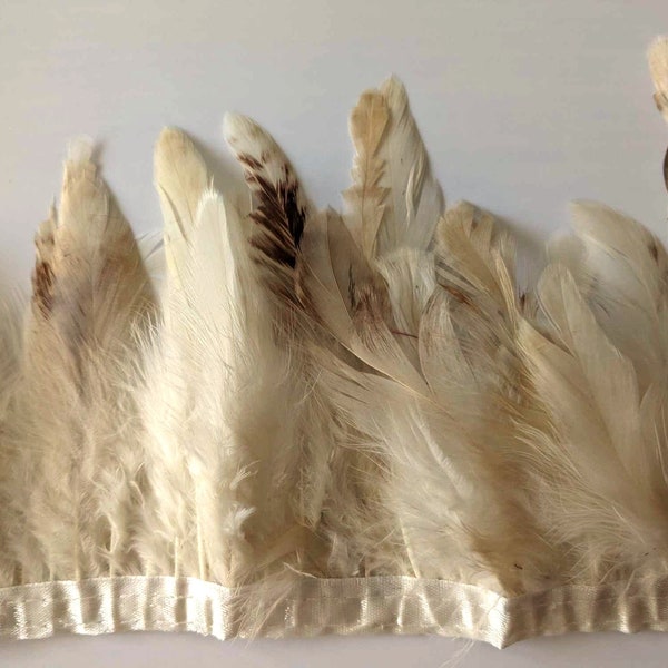ruban de plumes de coq 8-18 cm naturelle