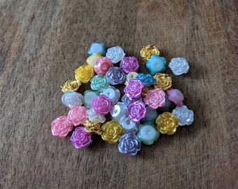 x39 cabochons fleurs