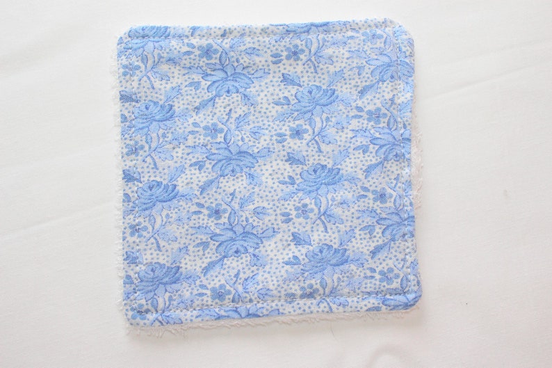 Ecological wipe 10x10cm Bamboo Fleurs bleus