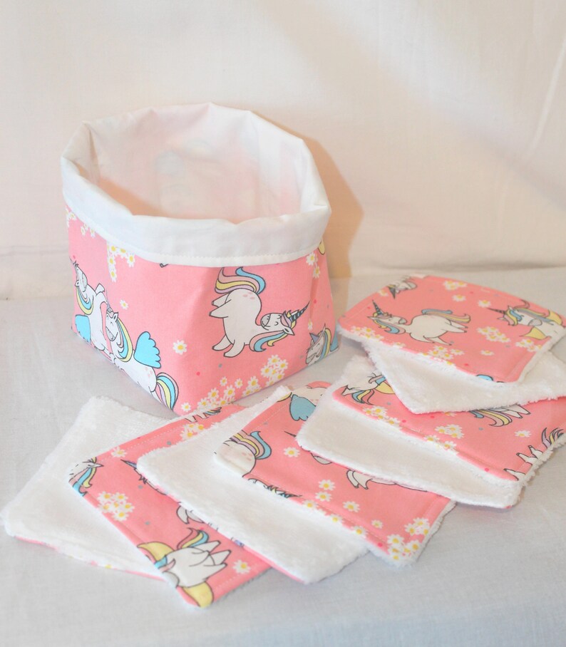 Panier 8 lingettes lavables Licorne