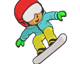 Snowboarder Embroidery Design, Winter Sports Kid (Digital Download)