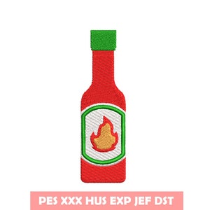 Chilli sauce bottle Embroidery design, Embroidery file, Machine Embroidery Design, Embroidery pattern file, bottle, hot spicy