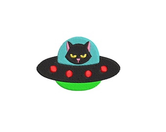 UFO Cat Embroidery Design (Digital Download)