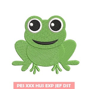 Frog embroidery design, Embroidery file, Machine Embroidery Design, Embroidery pattern file, green frog, cartoon, Funny, Animal