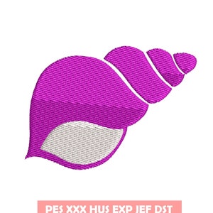 May include: A pink seashell embroidery design in PES, XXX, HUS, EXP, JEF, and DST formats. Instant download.
