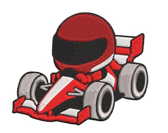 Racing Car Driver Embroidery Design – Sports Car Patch, Motorsport Helmet Applique, Fast Car Machine Embroidery File