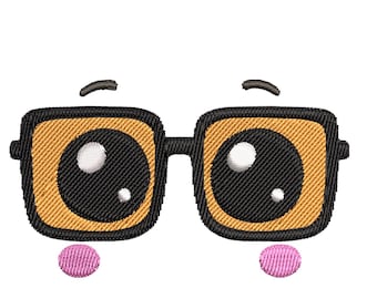 Cute Big Eyes Glasses Embroidery Design – Kawaii Cartoon Eye Patch for Kids, Machine Embroidery File