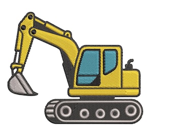 Yellow Excavator Embroidery Design