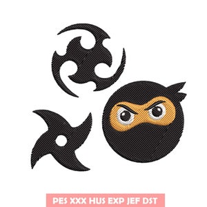 set of 3 Ninja embroidery design pack , Embroidery file, Machine Embroidery Design, Embroidery pattern file, Cartoon Ninja, Japanese, Darts