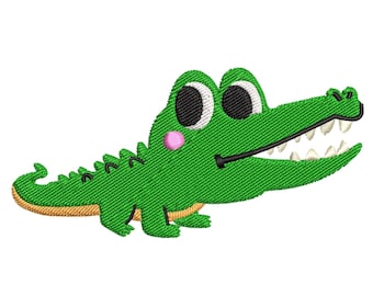 Adorable Cartoon Crocodile Embroidery Design - Digital Download for Kids' Projects