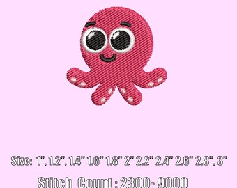 Pink Octopus Embroidery (Digital Download)