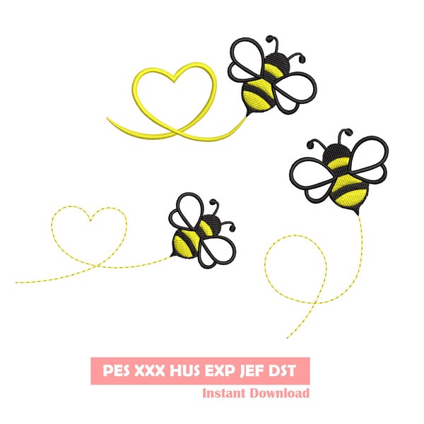 Bee Embroidery design, Embroidery file, Machine Embroidery Design, Embroidery pattern file, Instant Download, insect, be happy, cute, little