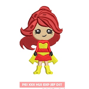 Superhero Girl Embroidery Design | Embroidery Pattern | Embroidery File |  Animal Embroidery | Children&#39;s Embroidery | Cute Girl Superhero