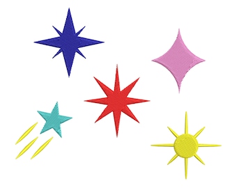 Diseño de bordado de estrellas brillantes, archivo de bordado, diseño de bordado de máquina, archivo de patrón de bordado, destellos, brillante, centelleo, shinyflash