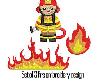 Llamas de fuego Diseño de bordado, Archivo de bordado, Diseño de bordado a máquina, Patrón de bordado, fogata, incendio forestal, llamas, bola de fuego, bombero