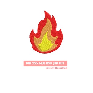 May include: Red and yellow flame embroidery design. PES, XXX, HUS, EXP, JEF, DST formats. Instant download.