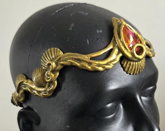 Shell Circlet – Ocean Mermaid Crown – Shell Detail – Custom Stone – Warm Gold