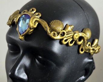 Shell Circlet – Ocean Mermaid Crown – Shell Detail – Custom Stone – Warm Gold