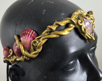 WONKY Shell Circlet – Ocean Mermaid Crown – Shell Detail – Custom Stone – Warm Gold