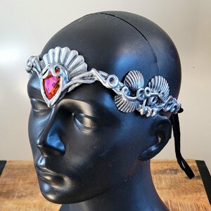 latex mermaid circlet (pick your own stone color) (silver)
