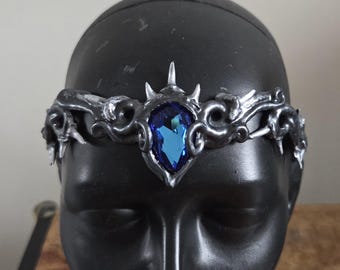 Circlet Crown – Shark Tooth Siren – Custom Stone – Silver
