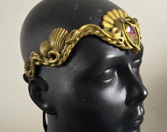 Shell Circlet – Ocean Mermaid Crown – Shell Detail – Custom Stone – Warm Gold