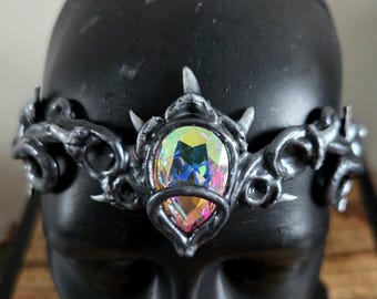 Circlet Crown – Shark Tooth Siren – Custom Stone – Silver