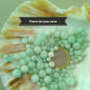 Perles en pierre naturelle de PIERRE de LUNE verte pour bracelet, lots sur mesure en perle ronde lisse vrai pierre semi précieuse, 4 6 & 8mm