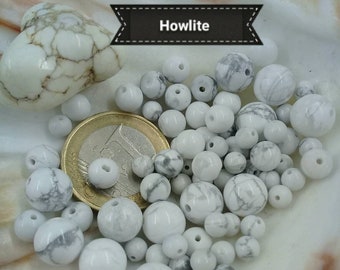 Perles HOWLITE 4 6 8mm, perle ronde lisse en véritable pierre naturelle semi précieuse