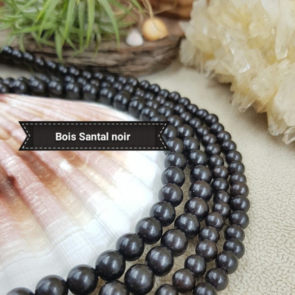 Perles en Bois de Santal Noir Ébène en 6 & 8mm, Lot Variable en Véritable Bois Naturel, Kit DIY pour Bijou Bracelet Mala Bouddhiste Tibet