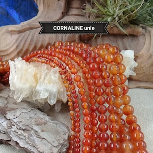 Perle de CORNALINE unie 4 6 8 & 10mm, lot de véritable pierre naturelle semi précieuse en perle ronde lisse image 1