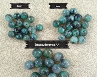 raro lotto di perline extra AA AAA EMERALD dalla Colombia, perlina rotonda liscia in vera pietra naturale semipreziosa di 8 9 e 10,5 mm