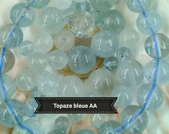 Perles de TOPAZE Bleue 6 8 10 &11 mm Grade AA, Véritable Pierre Naturelle Semi Précieuse en Perle Ronde Lisse