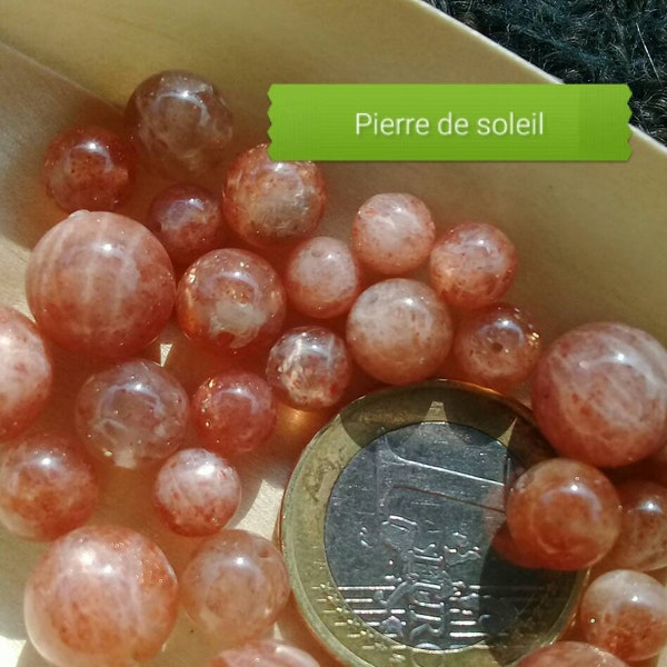 Perles de PIERRE de SOLEIL 4 5 6 7 8 & 10mm  Grade AA, Véritable Pierre Naturelle Semi Précieuse en Perle Ronde Lisse