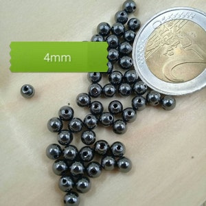 lot de perles d' HÉMATITE, perle ronde lisse en véritable pierre naturelle semi précieuse, 4mm 6mm 8mm 10mm 4