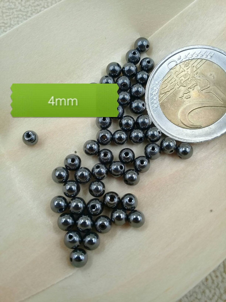 lot de perles d' HÉMATITE, perle ronde lisse en véritable pierre naturelle semi précieuse, 4mm 6mm 8mm 10mm 4