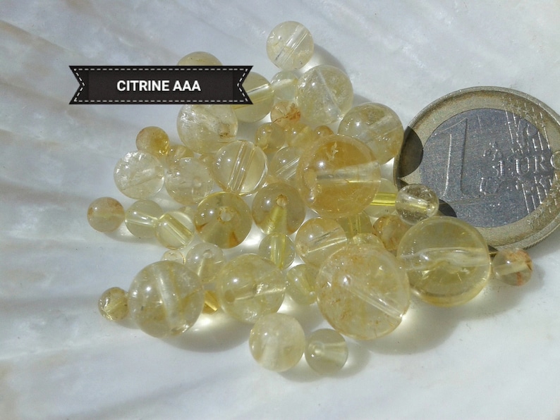 Natural CITRINE BEADS 4 6 8 10 12mm from Brazil AAA Grade, Genuine Semi Precious Stone in Round Smooth Bead image 2