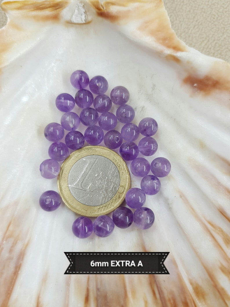 Perles d'AMÉTHYSTE Brésil grade A, en 6 & 8mm véritable perle ronde lisse en pierre naturelle semi précieuse image 4