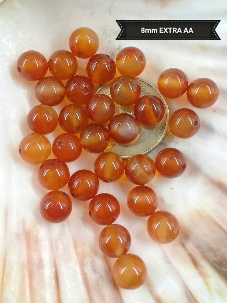 Perle de CORNALINE unie 4 6 8 & 10mm, lot de véritable pierre naturelle semi précieuse en perle ronde lisse 8mm unie