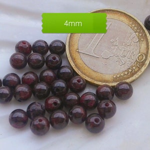 lot de perles de GRENAT ALMANDIN qualité extra A, perle ronde lisse en véritable pierre naturelle semi précieuse, 4mm 6mm 8mm 10mm 4