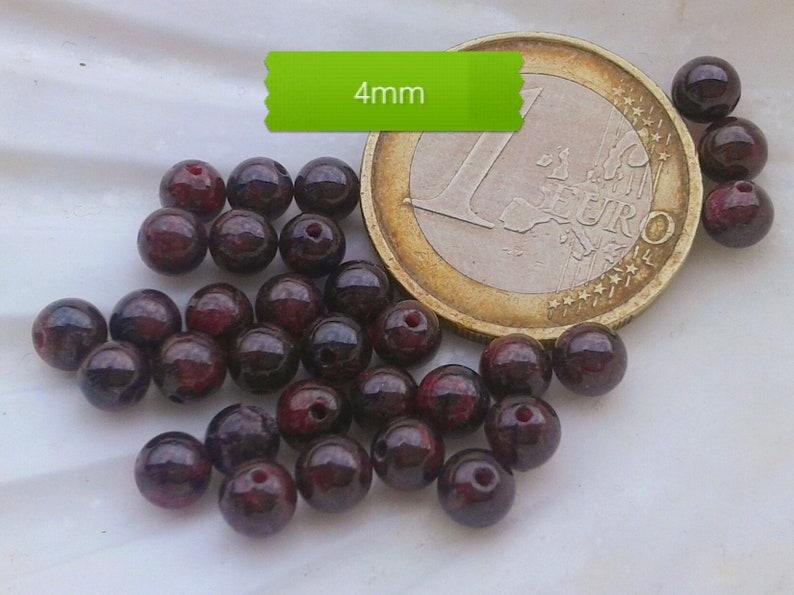 lot de perles de GRENAT ALMANDIN qualité extra A, perle ronde lisse en véritable pierre naturelle semi précieuse, 4mm 6mm 8mm 10mm 4