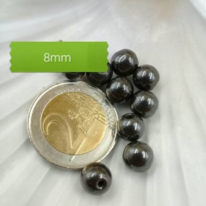 lot de perles d' HÉMATITE, perle ronde lisse en véritable pierre naturelle semi précieuse, 4mm 6mm 8mm 10mm 8