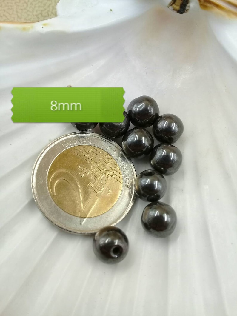 lot de perles d' HÉMATITE, perle ronde lisse en véritable pierre naturelle semi précieuse, 4mm 6mm 8mm 10mm 8