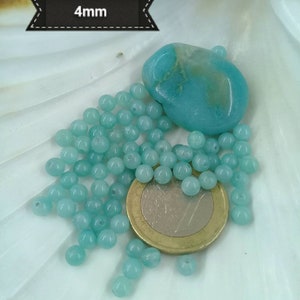 Perles dAMAZONITE bleue AAA 4 6 8& 10mm , perle ronde lisse naturelle pierre semi précieuse image 2