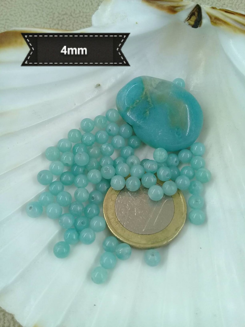 Perles dAMAZONITE bleue AAA 4 6 8& 10mm , perle ronde lisse naturelle pierre semi précieuse image 2