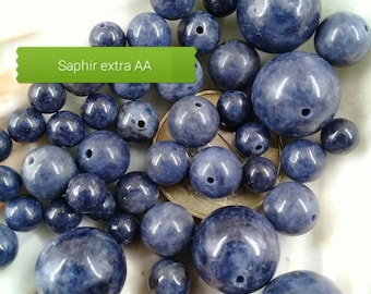 SAPHIRE beads6 8 9 & 10mm AA quality, round smooth bead in real semi precious natural stone,